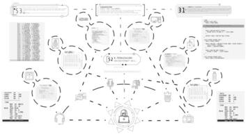 Monochrome infographics about modern devices and programming. video