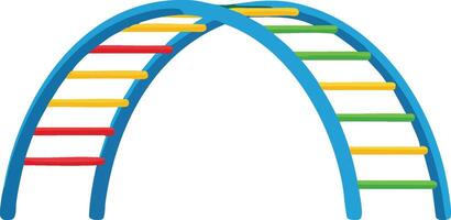 Colorful children playground climbing arch structure with rungs in bright red yellow green and blue design vector