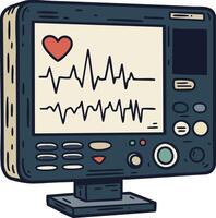 Heartbeat monitor medical device showing pulse and heart rate signals illustration for healthcare and cardiology concepts vector