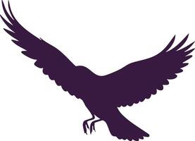 Silhouette of flying bird with outstretched wings in dark purple design for nature and wildlife themes vector