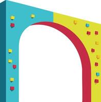 Colorful climbing wall with arch shape and multiple climbing holds for indoor sport activity illustration vector