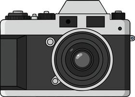 Vintage camera front view with detailed lens and buttons classic photography equipment illustration vector
