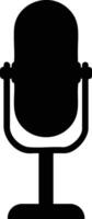 Vintage microphone silhouette icon design for audio recording and broadcasting applications illustration vector