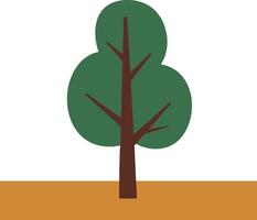 Simple green tree with brown trunk and orange ground graphic design in flat style vector