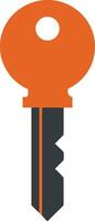 Key icon with orange head and black blade simple flat design illustration for security and access concept vector