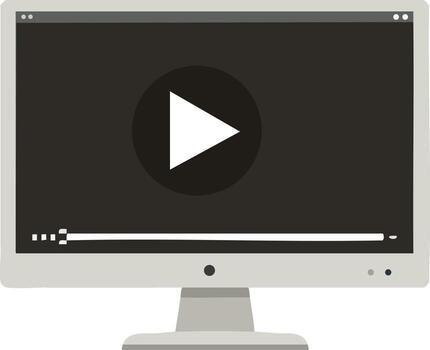 computadora monitor pantalla con jugador interfaz demostración jugar botón y Progreso bar ilustración vector