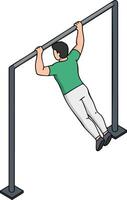 Man performing pull-up exercise on horizontal bar fitness workout strength training illustration vector