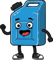 Blue jerry can character with expressive face and sneakers cartoon design for fun and playful illustrations vector