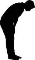 Silhouette of Man Bowing Forward in Standing Position Design for Gesture and Respect Illustration vector