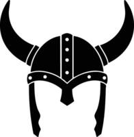 Viking helmet silhouette with horns and rivets medieval warrior helmet design illustration vector