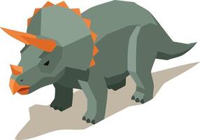 Triceratops dinosaur with orange horns and spikes prehistoric reptile design illustration vector