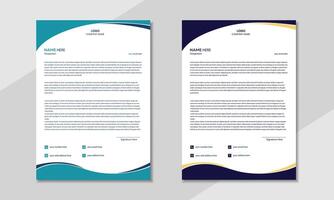 Creative professional modern corporate business letterhead design template with multiple colour variation vector