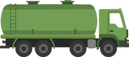 Green water tanker truck side view for industrial and transport design use vector