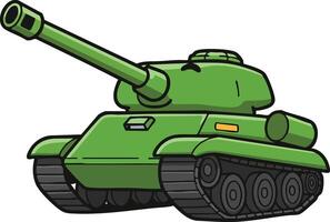 Green military tank illustration with large cannon and heavy tracks design for defense concept vector