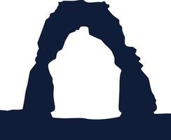 Natural rock arch silhouette design in dark navy blue isolated on white background for graphic projects vector