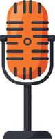 Retro style microphone illustration with orange and black colors on white background design vector