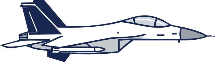 Fighter jet military aircraft design in simple line art style for technology and transport concepts vector