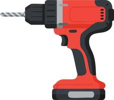 Cordless red and black power drill tool for construction and home improvement tasks illustration vector