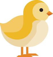 Cute yellow chick bird illustration in simple flat style with orange beak and legs for spring or farm design elements vector