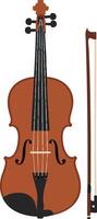 Violin with bow classical string musical instrument illustration design art element vector
