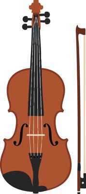 Violin with bow classical string musical instrument illustration design art element