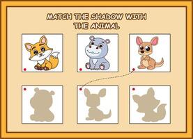 Animal shadow matching game vector
