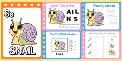 Cute snail educational activity for kids vector