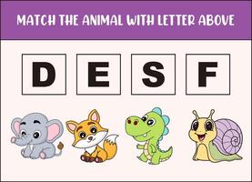 Cute animal matching game for kids vector
