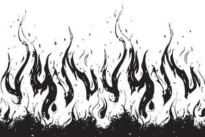 Abstract Flame Pattern in Black and White vector
