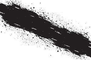 Diagonal Black Ink Brush Stroke with Splatter Texture . Grunge Style vector