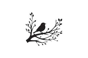 a Bird on tree branch silhouette logo vector