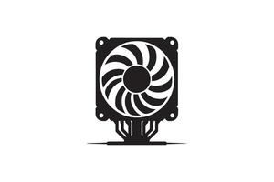 A black and white logo of a computer fan vector