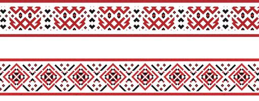 Dense Ethnic Embroidery Borders in Red and Black vector