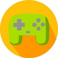 Green Game Controller Icon Symbol for Gaming, Entertainment, and Technology. Yellow orange color background. vector