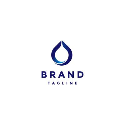 White Water Drops Inside Water Arch Logo Design. Water Drop Symbol Two Curved Lines Logo Design.