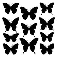 Elegant butterflies arranged against a white background, graceful silhouettes provide a striking design element vector