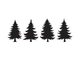Silhouette of evergreen pine trees in a row isolated on white background vector