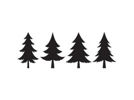 Silhouette of four fir trees in black isolated on white background for design elements vector