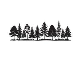 Silhouette of various evergreen trees forming a scenic forest landscape illustration vector