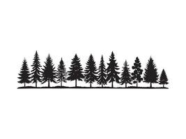 Silhouette of a dense forest of evergreen trees in a black and white design vector