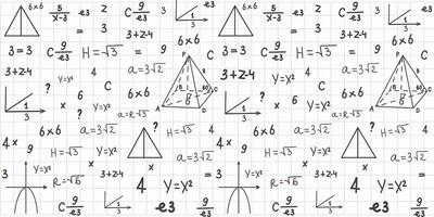 Mathematical Symbols and Formulas on Checkered Background Illustration. vector