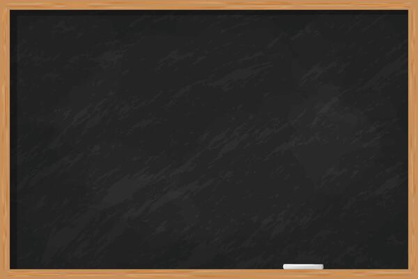Dark School Chalkboard with Wooden Frame and Chalk Illustration.