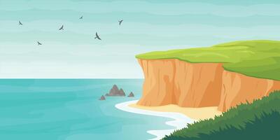 Coastal cliffs and ocean view vector