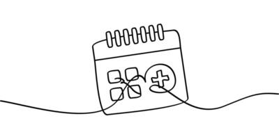 continuous line drawing of health calendar symbol. abstract line art illustration of health checkup schedule vector