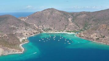 Stunning Aerial Descent Toward Sailboats in the Crystal Blue Waters of the British Virgin Islands video