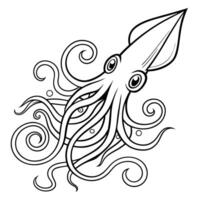 An octopus is shown in a black and white drawing vector