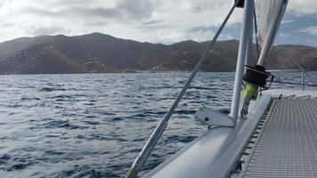 Exploration of the British Virgin Islands on a Cloud-Shaded Catamaran video