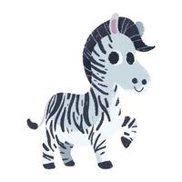 cute zebra cartoon in crayon style vector