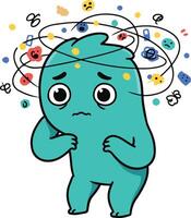 A cartoon character with a brain in his hands vector