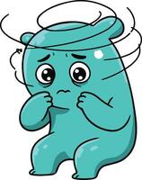 A cartoon blue bear with a sad face vector